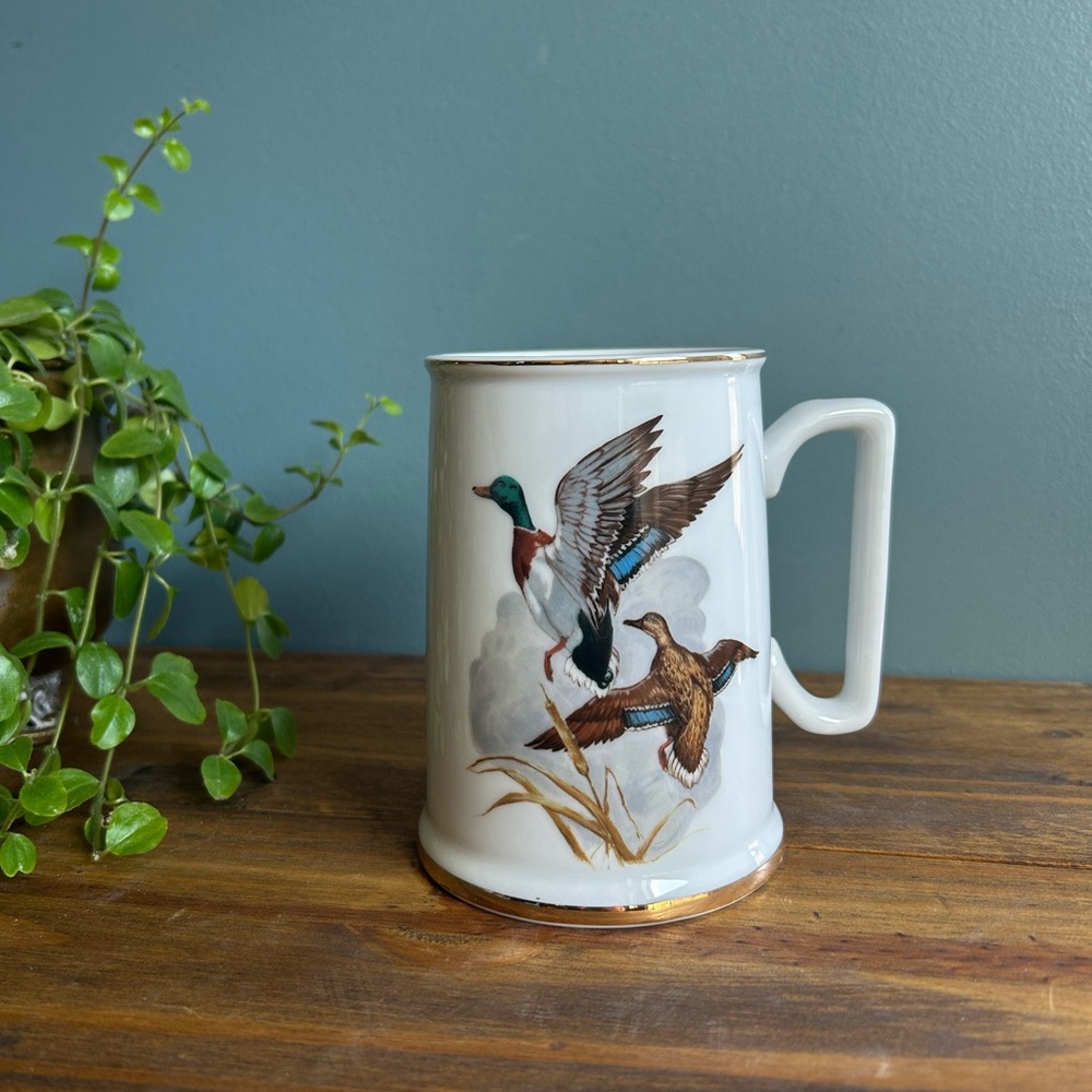 1985 John James Audubon Porcelain Mallard duck Stein Mug